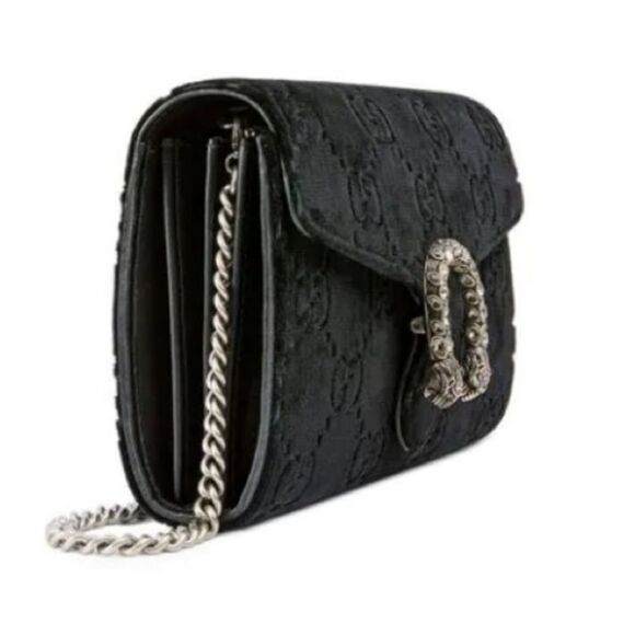 Gucci Brand new Authentic Women's Black GG Velvet Mini Dionysus Chain purss - Picture 4 of 16